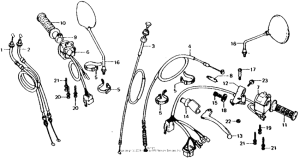 CB750 Handle lever + cable + mirror
