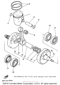 YZ250A Коленчатый вал и Поршень