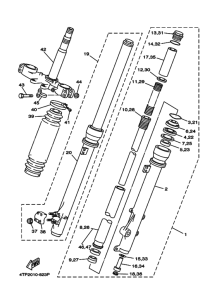 DT230 Front fork assy(ur silv