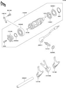 VN800 Валы и вилки переключения передач