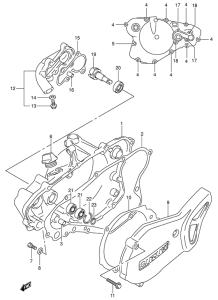 RM80 Crankcase cover- water pump