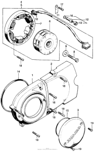 CL100 Left crankcase cover + alternator