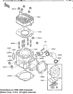 KX125 Cylinder head / cylinder / reed valve