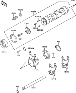 Z750 Валы и вилки переключения передач