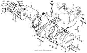 CB200T Left crankcase cover + alternator