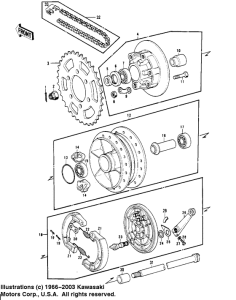 KH400 Rear hub / brake / chain