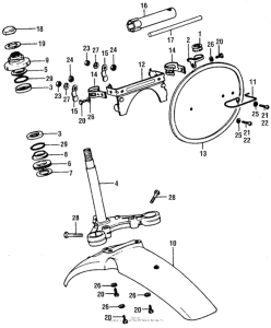 XR75 Steering stem + front fender