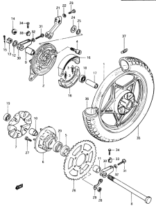 GSX400 Rear wheel complete assy