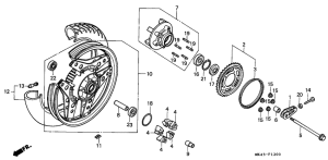 XBR500 Rear wheel complete assy
