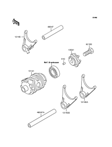  Gear change drum & forks