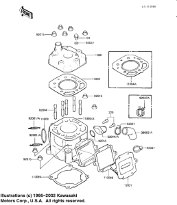 KX125 Cylinder head / cylinder / reed valve