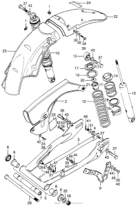 XL175 Swingarm + rear shock absorber + rear fender