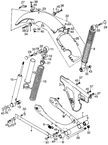 TL125 Rear shock absorber + rear fender + swingarm