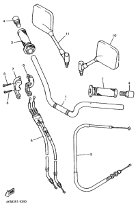 XJ900S Manubrio . cable