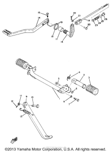 DT1MX Stand, footrest & rear brake pedal