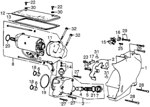 CB550 Left crankcase cover + starting motor