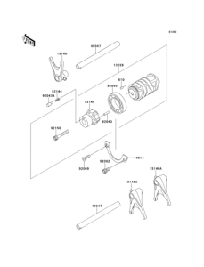 EJ400 Gear change drum & forks