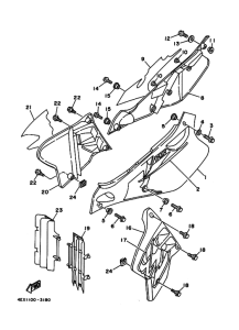 YZ125 YZ125E Крышка боковая & oil tank