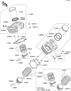 VN1500 Цилиндр и поршни