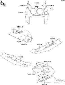 ZX750 Decals(green / white)(zx750-l3)