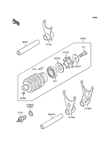 ZR400 Gear change drum & forks