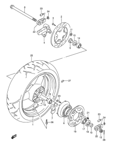 GSX-R1100 Rear wheel complete assy