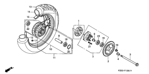 VT125 Rear wheel complete assy