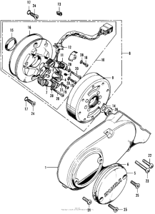 CT70 Left crankcase cover + alternator