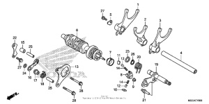 CB1100S (ABS) Gearshift drum + gearshift fork