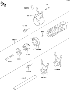 ER500 Валы и вилки переключения передач