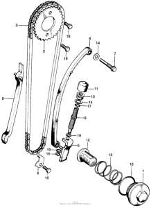 CL100 Cam chain tensioner + oil filter screen