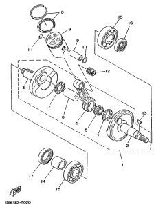 DT50MX Коленчатый вал и поршни