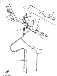 TZ250U Steering handle. cable