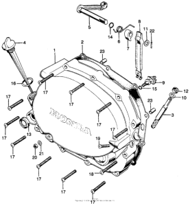 SL125 Right crankcase cover + clutch lever