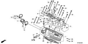 VTR250 Задняя головка цилиндров