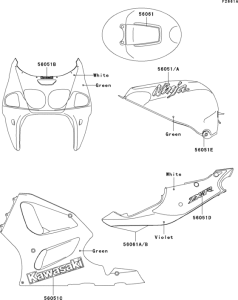 ZX750 Decals(green)(zx750-p1)