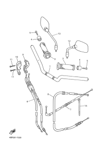 XJ600S Steering handle. cable