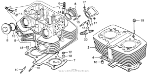 CB200T Цилиндр и головка цилиндра