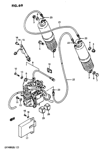 GV1400 Rear shock absorber gv1400gdg / gcg / model h / j