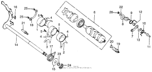CB200T Gearshift fork + drum