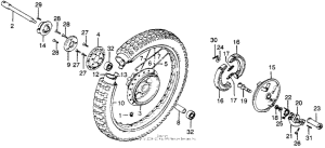 XL350 Front wheel + front brake panel