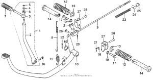 CB200T Brake pedal + kick starter arm