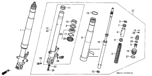 RVF750 Вилка передней оси
