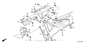 CBR600RR (ABS) Middle Cowl + Lower Cowl (R.)