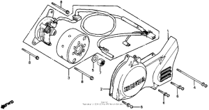 CR80R Left crankcase cover + alternator 80-82