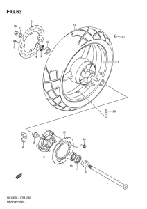 DL1000 Rear wheel complete assy