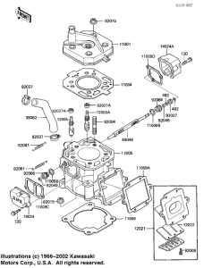 KX125 Cylinder head / cylinder / reed valve
