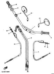 TW200E Steering handle. cable