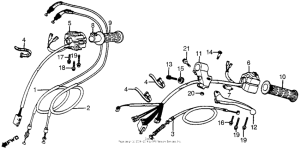 CX500 Control levers + cables + switches