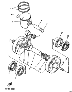 YZ490 Коленчатый вал и поршни